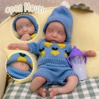 13Inch Waterproof & Open Mouth Solid Silicone Newborn Reborn Boy Doll With 3D Painted Skin Soft Touch Newborn Doll Perfect Gifts