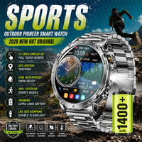 2026 New Original TANK1400mAh Battery Men smart watch Outdoor Sports GPS Flashlight IP68 Waterproof Bluetooth Call Smartwatch