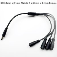 1pc CCTV DC Barrel Power Supply 5.5mm x 2.1mm 1 Male to 4 x Female Extension Y Splitter Adapter Cable LED Light Strip Camera