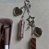 Metal Net Pocket Lipstick Bag Keyring Portable Lip Balm Keyring Holder Lipsticks Protective Cover Mirror Keyring【AliS8】