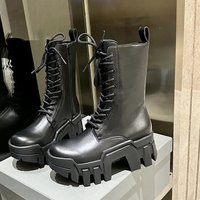 New 8CM Thick Bottom Tractor Boots Men Women Long Tube Work Boots Couple Dark Motorcycle Boots Trendy Shoes