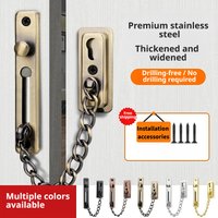 Polished Stainless Steel Door Security Chain Guard Heavy Duty Anti-Theft Spring Press Lock Door Latch With Complete Screws For H