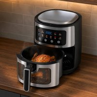 6 L Air Fryer Viewing Window Digital Fryer Countertop Cooker Temperature Display Kitchen Appliance Press Controls