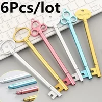 6Pcs/Lot Key-Shaped Foldable Portable Retractable Ballpoint Pens Key Style Writing Tools for Daily/Office Use & Cute Gift