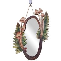 Decorative Wall Mirror Wooden Mushroom Forest Mirror Retro Mirror For Living Room Bedroom Bathroom Entryway Wall Decor
