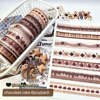 MINKYS Chocolate Cake 6pcs/lot Decorative Tape Set Cute Creative Washi Tape School Stationeryerr