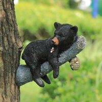Tree Climbing Black Bear Ornament Ornament Garden Outdoor Decoration Simulation Garden Animal Pendant Resin Statue