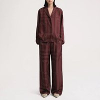 Qingning Geometric Embroidery Collar Long Sve irt Loose Fit Straight Leg Pants Spwear Sle Faionable Lazy Clothing