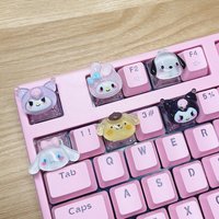 New Cute Cartoon Melody Sanrio KT Transparent Keycaps for Cherry Cross Axis Mechanical Keyboard Keycaps ESC Base 키캡