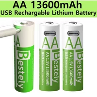 Bestely AA Rechargeable Lithium Battery 1.5V 13600mAh Fast Charging Long Lasting Li-ion Batteries 2000 Cycle with USB- C Cables