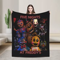 FNAF 2 Puppet Blankets Velvet Printed Portable Lightweight Thin Throw Blankets for Bed Outdoor Quilt