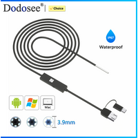 Dodosee 3.9mm HD Endoscope 3 in 1 Car Inspection Borescope 720p Mini Camera for Android Mac Windows Micro USB Type C