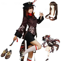 Hu Tao Cosplay Game Genshinimpact Hu Tao Cosplay Costume Dress Wig Shoes Fully Set Anime Role Play Carnival Party Clothes