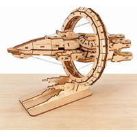 OUZEY 3D Wooden Puzzle Futuristic Battleship Model Kit , Challenging Assembly Building Toys, DIY Creative Home Decoration Gift