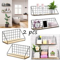 2pcs Creative Wall Mounted Shelves Bedroom Iron Wall Hanging Storage Shelves Storage Baskets Hanging Shelves Living Room Bedroom