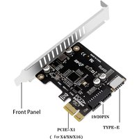 PCIE to USB 3.0 Expansion Card 5Gpbs Type E Converter Front Panel PCI-Express 1x 4X 8X 16X to 19P 20 PIN Type C Mount Adapter