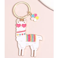Cute Animal Keychains Colorful Flower Heart Alpaca Key Ring Enamel Key Chains For Women Men Handbag Accessorie DIY Jewelry Gifts