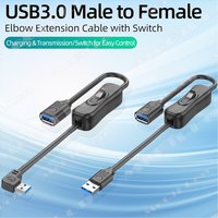 USB3.0 Switch Extension Cable Support Data Transmit and Power Supply with On/Off Power Switch for LED Strips, USB Devices etc