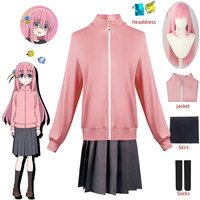 Costume de Cosplay Anime Bocchi the Rock Gotou Hitori, manteau rose Yamada Ryou, jupe, uniforme Jk, tenues d'halloween