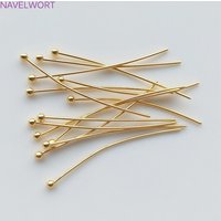 16-50mm 18K Gold Plated Ball Head Pins Accessories Jewelry Making Findings High Quality Brass Metal Head Pins Supplies Wholesale