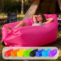 Mehrfarbiges einzelnes, aufblasbares Sofa, tragbar, für den Außenbereich, Strand, Luftschlafsofa, zusammenklappbarer Campingschlafsack für bequeme Ruh