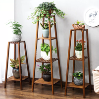 Tiered Bamboo Plant Pot Holder Tall Plant Display Shelf Flower Stand Indoor