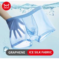 MiiOW 3Pcs Summer Ice Silk Men Boxer Underwear Graphene Antibacterial Men's Panties Thin Breathable Underpants Trunks Boxers 4XL