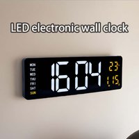 16-inch large-screen digital wall clock temperature date week display remote control double alarm clock 12/24H LED wall clock
