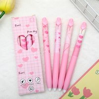 4 Pcs/Pack Pink Heart & Butterfly Quick-Dry Ballpoint Pens - Fine Tip Student Stationery Back to School Gift