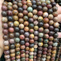 3 4 6 8 10 12MM Natural Stone Colorful Picasso Jasper Round Loose Beads For Jewelry Making DIY Bracelet Necklace Accessories