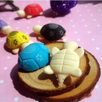 10 Pcs Random Color Cute Cartoon Color Novel Turtle Children's Toy Eraser Can Decorate Desktop Accessories