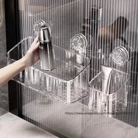 Multi-functional Bathroom Shelf with Suction Cup, No Drilling Needed Shower Caddy for Shampoo Conditioner Soap Razors