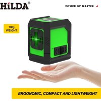 HILDA 2-Line Laser Level Waterproof Dustproof Shockproof Green Light Self Leveling Strap Magnet Horizontal and Vertical Laser