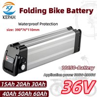 Universal 36V 15AH-60AH Silver Fish 18650 lithium-ion battery,Folding Bike Battery , built-in BMS
