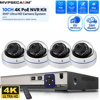 8MP 4K PoE Sicherheits-Dome-Kamerasystem 10CH NVR-Kit Außen-IP66 CCTV-Kamera Einweg-Audio Bewegungserkennung Videoüberwachung Netzwerk-Rekorder Plug-and-Play für professionelle Anwendungen in Haus,