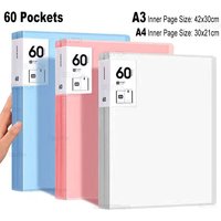 60 Pocket A4 A3 File Folder Picture Photo Album Display Book Art Sketching Painting Drawing Paper Document Storage Bag Organizer