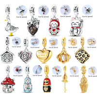Openable Series 925 Sterling Silver Charms Beads Sunglasses Dolls Love Cat Dangle Fit Bracelet Pendant Jewelry Gift For Women