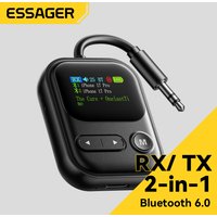 Essager Bluetooth 6.0 Transmitter Receiver RT/TX 2 In 1 Adapter With LED Display Mic For Car Speaker 3.5MM AUX Bluetooth Dongle