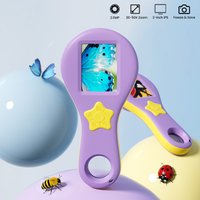 Children's Digital Magnifier 2.0’’ IPS Screen 2.0MP Video Microscope 50X Magnification 8LEDs With Magnifying Glass Purple Black