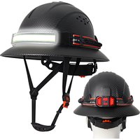 CE Full Brim Safety Helmets w/ Led Head Lamp and Taillight Anti-Collision Construction Engineer Hard Hat Breathable Work Cap