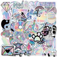 10/30/50pcs Silver Holographic Laser VSCO Graffiti Stickers Aesthetic Decoration Sticker Suitcase Phone Notebook Cartoon Decals