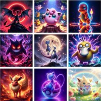 Pikachu Mewtwo Charmander Pokémon Diamond Painting Kit 5D DIY Cross Stitch Handmade Art Gift Crafts Home Decor Children Gift
