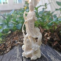 4.60inch White Resin Guanyin Statue, Fireplace, Bedroom, Living Room, Centerpiece Decoration, Office, Back-To-School Season Gift, New Year Gift, Birthday Gift, Statue Ornament