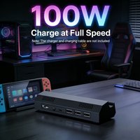 For Switch2 Portable Dock, HDMI 2.0 4K/60Hz100W PD Fast ChargeUSB 3.0+2.0 HubOne-Key Switch TV/Handheld, Type-CVideoAdapter