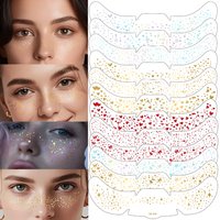6 Pcs/set Fake Freckle Stickers for Waterproof Golden Silver Glitter Art Temporary Tattoos Face Makeup Holiday Music Party