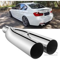 2.5" Inlet 3" Outlet 19" Length Dual Exhaust Tip Polished Stainless Exhaust Tailpipe Tip Blast Pipe Universal Muffler