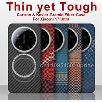 For xiaomi 17 ultra carbon case aramid fiber kevlar magsafe fabric thin hard cover magnetic balck Slim light red 600d premium