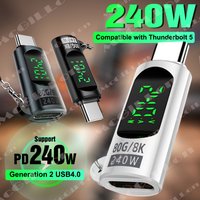 USB 4.0 Type C Adapter with Digital Display PD240W 80Gbps 8K@60Hz USB C Male to Female Adapter for Macbook iPhone Sumsung Xiaomi