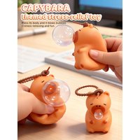 New Cute Capybara Pendant Keyring Bag Charm PVC Cartoon Capybara Spitting Toy Stress Relief Decompression Toys for Kid Best Gift