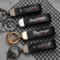 For Citroen Citroën Berlingo E-Tense 4×4 DS SPIRIT LOGO Carbon Fiber Leather Car Keychain Horseshoe Buckle Jewelry Accessories